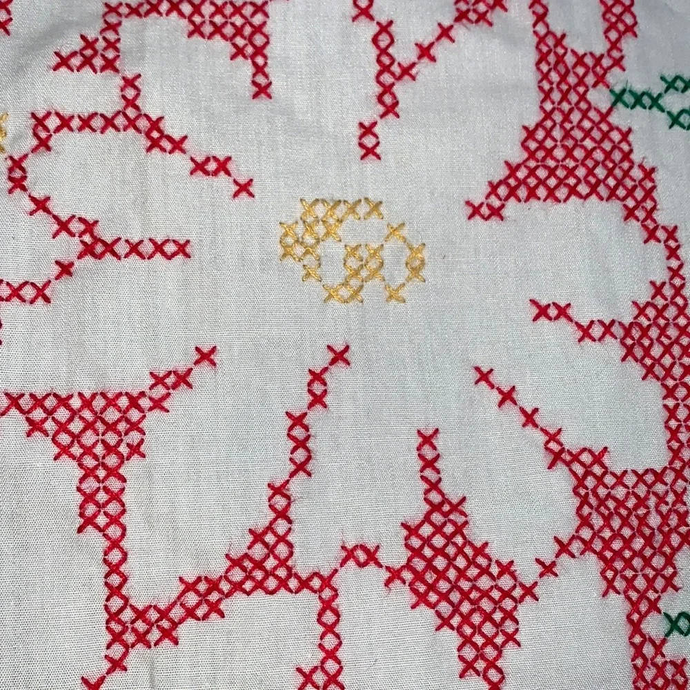Handmade Sewn Stitched Table Cloth 50 x 67 Pre Owned Few Light Faint Stains